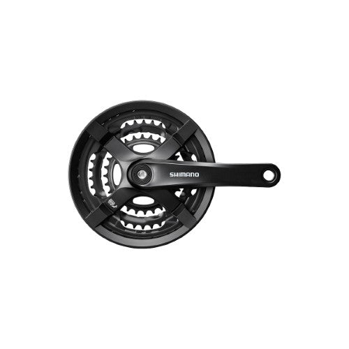 Shimano, FC-TY501, Crankset, 6/7/8 sp., 175mm, 28/38/48T w/CG, Riveted, Square, 47.5mm, Black