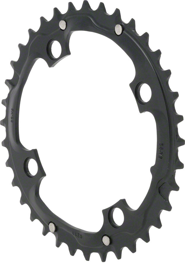 Truvativ, 36T, 9 sp, BCD 104mm, 4-Bolt, Outer Chainring, For MTB double, Aluminum, Black, 11.6215.091.000