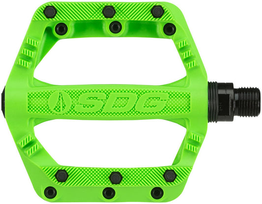 SDG Components, Slater, Platform Pedals, Body: Nylon, Spindle: Cr-Mo, 9/16'', Green, Pair