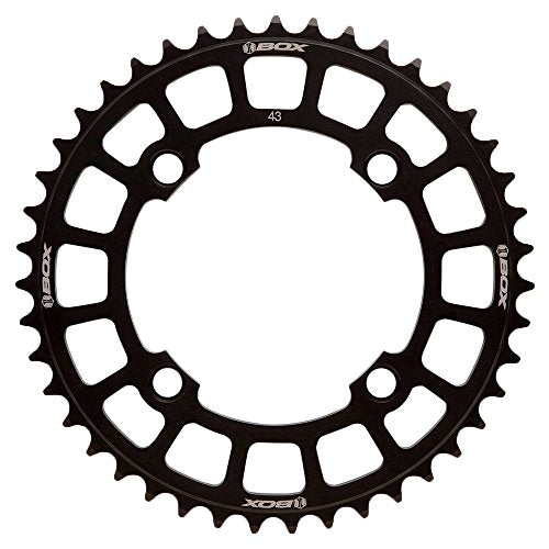 Box BMX, Chainring, Two, 43T, 4 x 104mm BCD, 6061 Alloy, Black