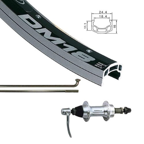 Wheel Shop, Alex DM18 Black/ Formula FM-31-QR, Wheel, Rear, 700C / 622, Holes: 36, QR, 135mm, Rim, Freewheel