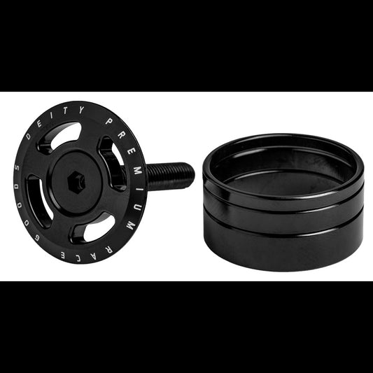 Crosshair Top Cap & Spacers  Black 1- 1/8"