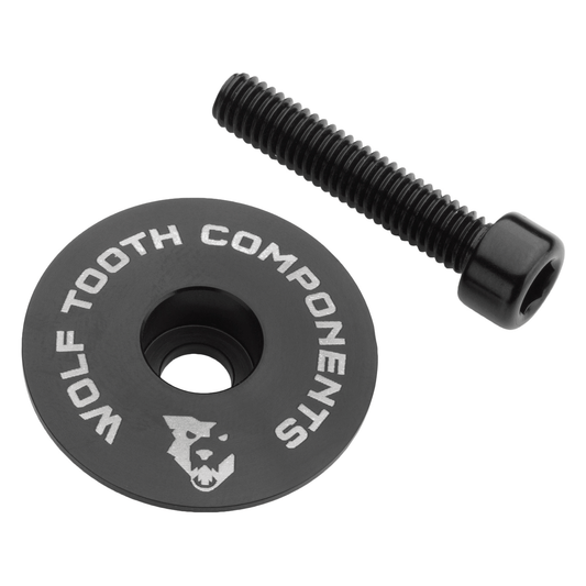 Wolf Tooth Components, Ultra Light Stem Cap & Bolt Black 1-1/8