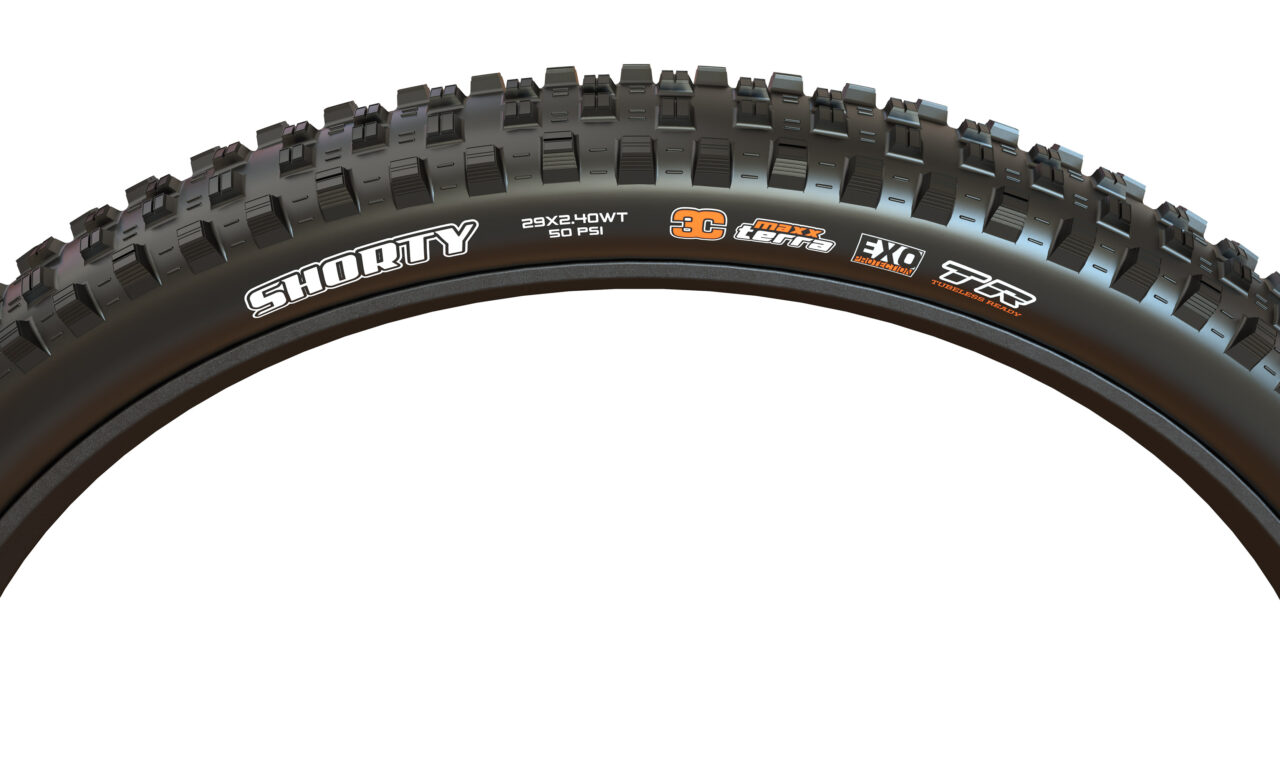Maxxis, Shorty, Tire, 27.5"x2.40, Folding, Tubeless Ready, 3C Maxx Terra, EXO, Wide Trail, 60TPI, Black
